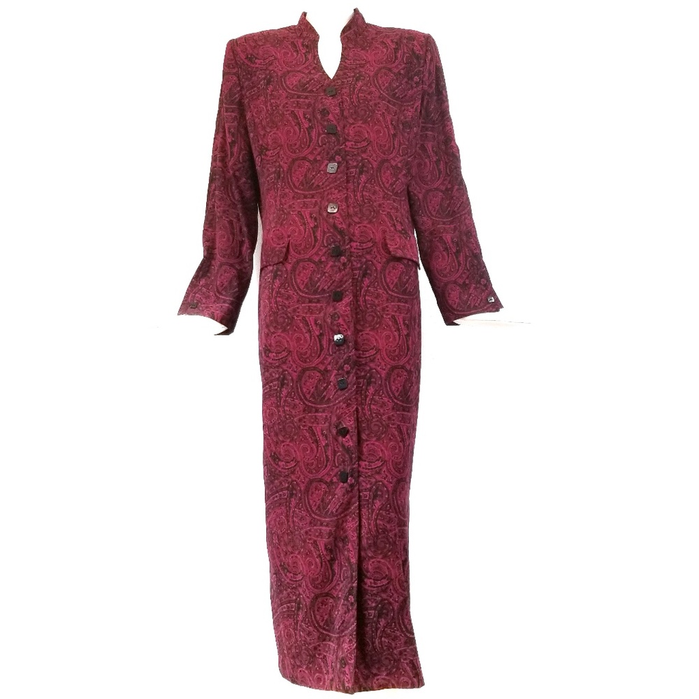 Vintage Plaza South Red Paisley Duster Trench Coat